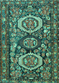 Medallion Turquoise Traditional Rug, tr4712turq