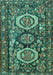 Medallion Turquoise Traditional Rug, tr4712turq