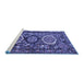 Sideview of Machine Washable Medallion Blue Traditional Rug, wshtr4712blu