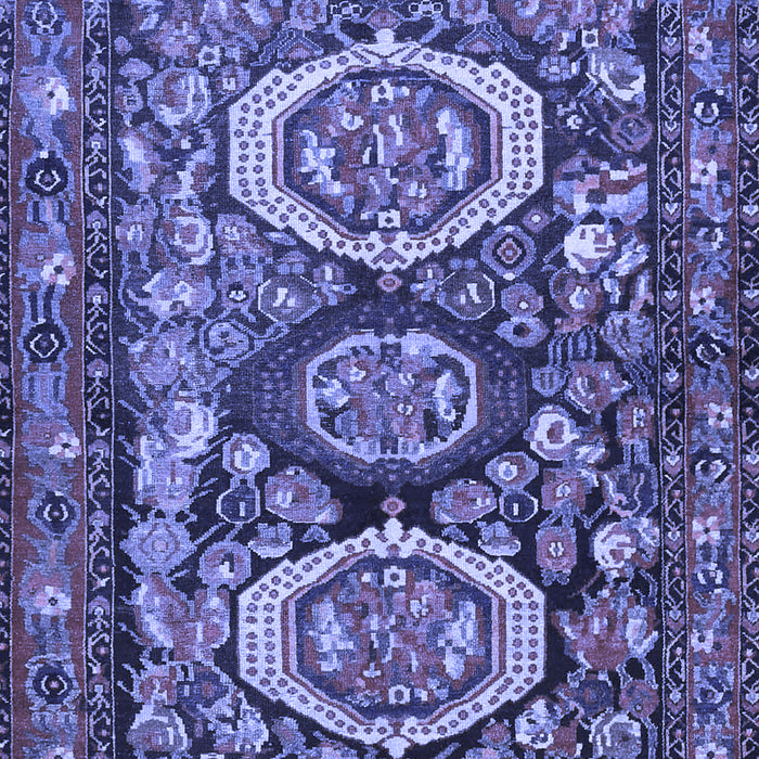 Machine Washable Medallion Blue Traditional Rug, wshtr4712blu