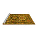 Sideview of Machine Washable Medallion Yellow Traditional Rug, wshtr4712yw