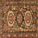 Square Medallion Brown Traditional Rug, tr4712brn