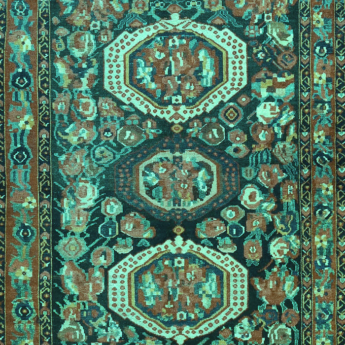 Machine Washable Medallion Turquoise Traditional Area Rugs, wshtr4712turq