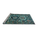 Sideview of Machine Washable Medallion Light Blue Traditional Rug, wshtr4712lblu