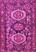 Machine Washable Medallion Pink Traditional Rug, wshtr4712pnk