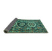 Sideview of Medallion Turquoise Traditional Rug, tr4712turq