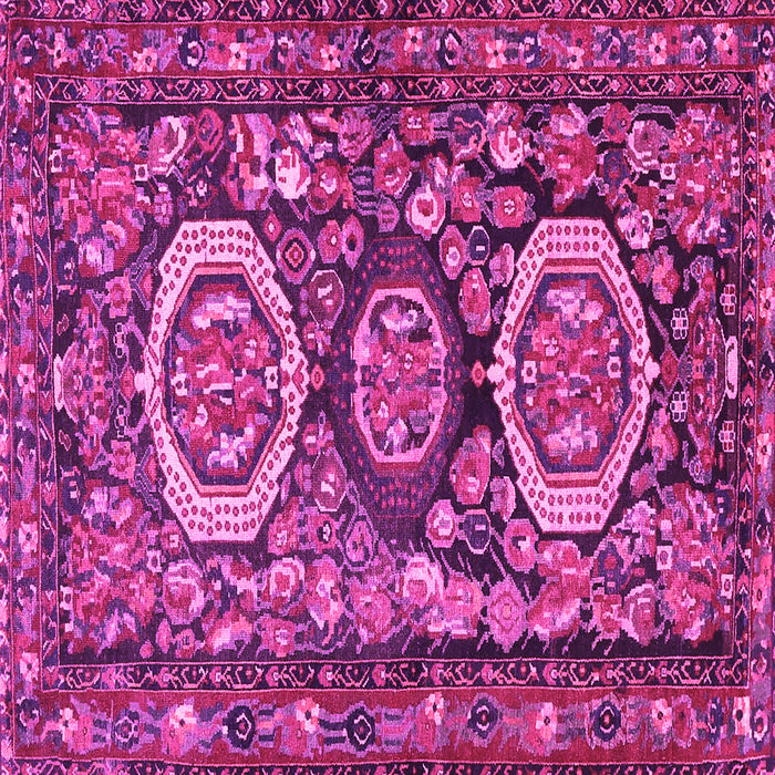 Square Machine Washable Medallion Pink Traditional Rug, wshtr4712pnk