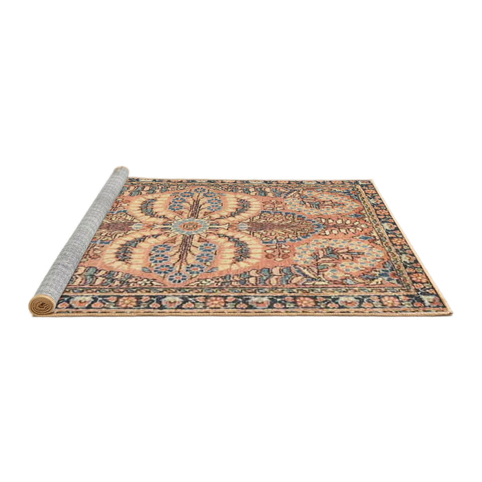 Sideview of Machine Washable Traditional Gold Brown Rug, wshtr4713