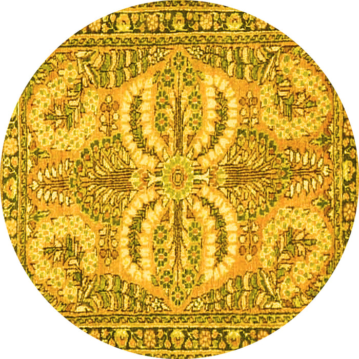 Round Persian Yellow Traditional Rug, tr4713yw