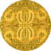 Round Persian Yellow Traditional Rug, tr4713yw