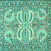 Square Persian Turquoise Traditional Rug, tr4713turq