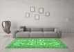 Machine Washable Persian Emerald Green Traditional Area Rugs in a Living Room,, wshtr4713emgrn