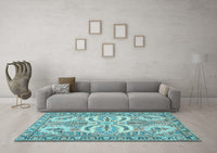 Machine Washable Persian Light Blue Traditional Rug, wshtr4713lblu