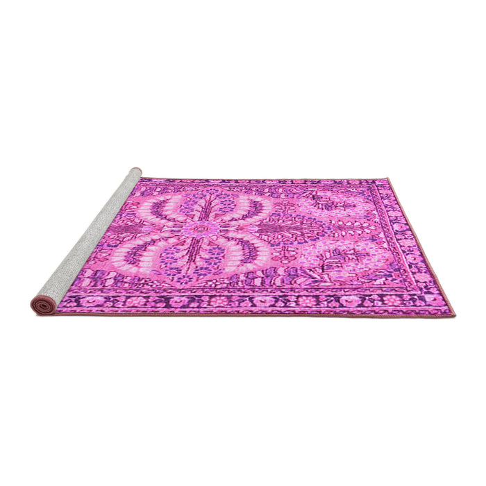 Sideview of Machine Washable Persian Pink Traditional Rug, wshtr4713pnk