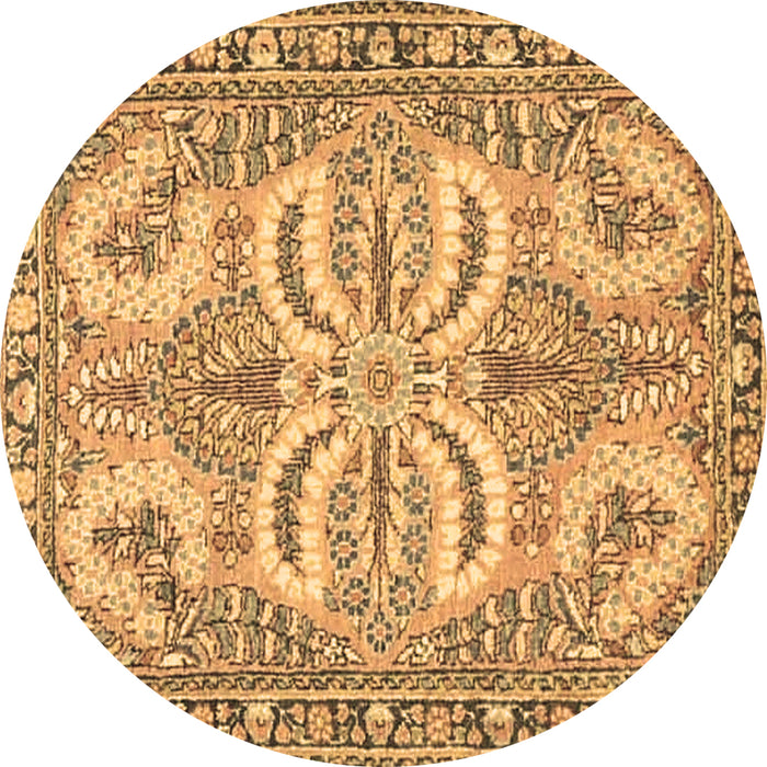 Round Persian Brown Traditional Rug, tr4713brn