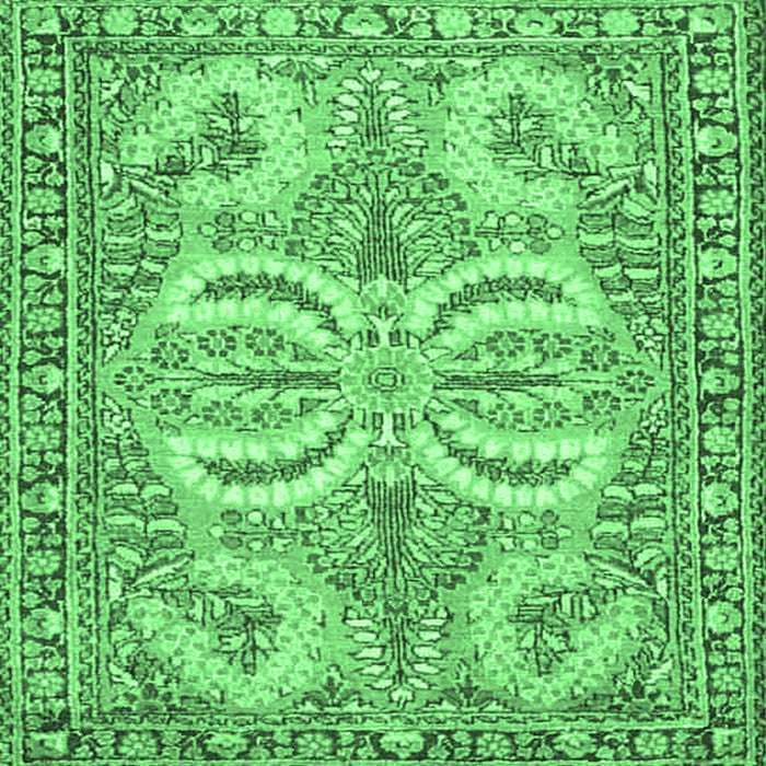 Square Machine Washable Persian Emerald Green Traditional Area Rugs, wshtr4713emgrn