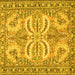 Square Machine Washable Persian Yellow Traditional Rug, wshtr4713yw