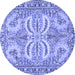 Round Machine Washable Persian Blue Traditional Rug, wshtr4713blu