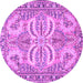 Round Machine Washable Persian Purple Traditional Area Rugs, wshtr4713pur