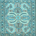 Square Machine Washable Persian Light Blue Traditional Rug, wshtr4713lblu