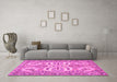 Machine Washable Persian Pink Traditional Rug in a Living Room, wshtr4713pnk