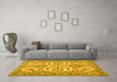 Machine Washable Persian Yellow Traditional Rug in a Living Room, wshtr4713yw