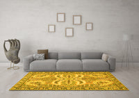 Machine Washable Persian Yellow Traditional Rug, wshtr4713yw