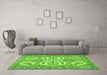 Machine Washable Persian Green Traditional Area Rugs in a Living Room,, wshtr4713grn