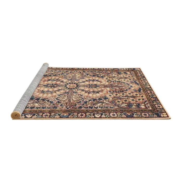 Sideview of Machine Washable Traditional Chestnut Brown Rug, wshtr4714