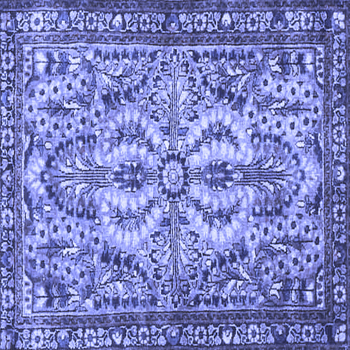 Square Machine Washable Persian Blue Traditional Rug, wshtr4714blu