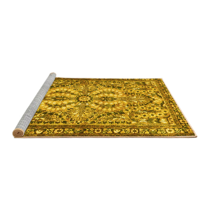 Sideview of Machine Washable Persian Yellow Traditional Rug, wshtr4714yw
