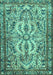 Machine Washable Persian Turquoise Traditional Area Rugs, wshtr4714turq