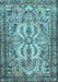 Machine Washable Persian Light Blue Traditional Rug, wshtr4714lblu