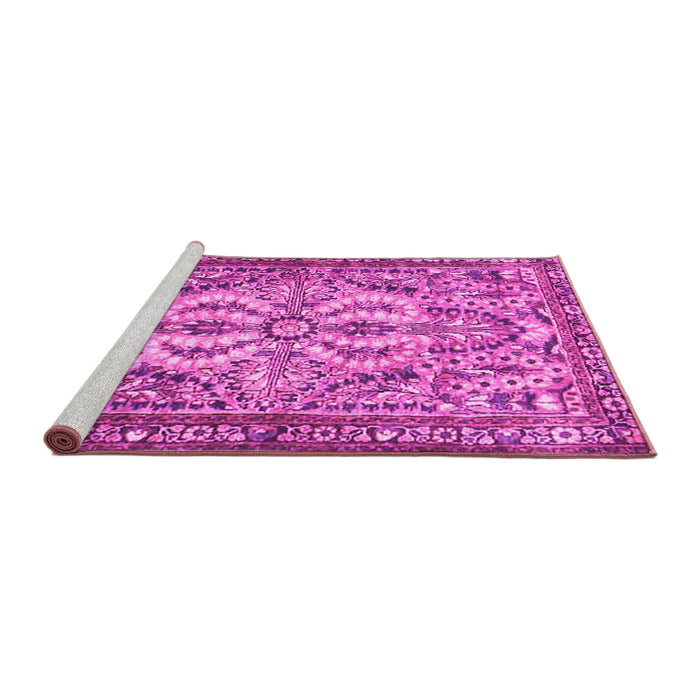 Sideview of Machine Washable Persian Pink Traditional Rug, wshtr4714pnk