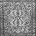 Round Machine Washable Persian Gray Traditional Rug, wshtr4714gry