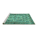 Sideview of Machine Washable Persian Turquoise Traditional Area Rugs, wshtr4714turq