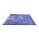 Sideview of Machine Washable Persian Blue Traditional Rug, wshtr4714blu