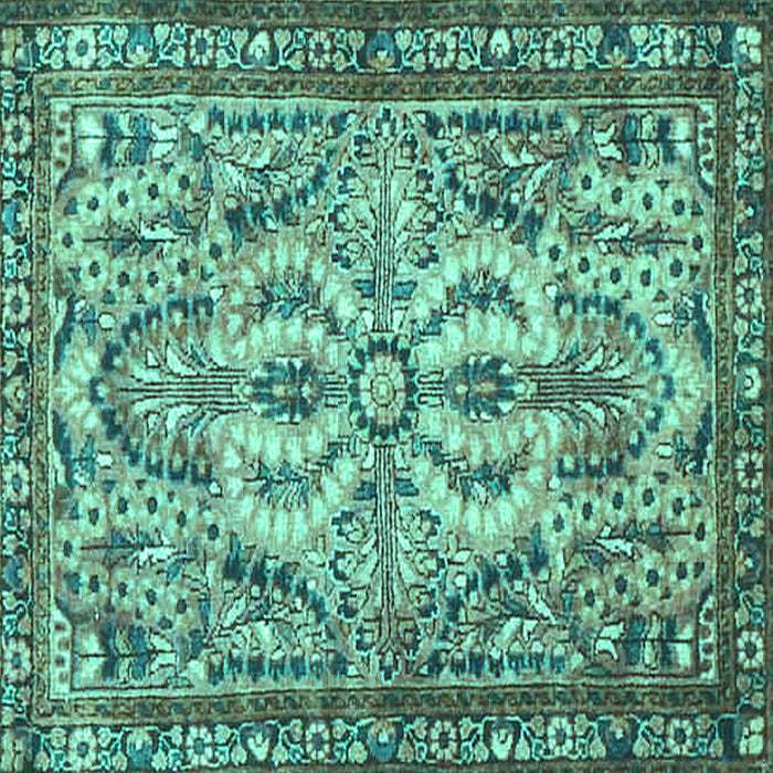 Square Persian Turquoise Traditional Rug, tr4714turq