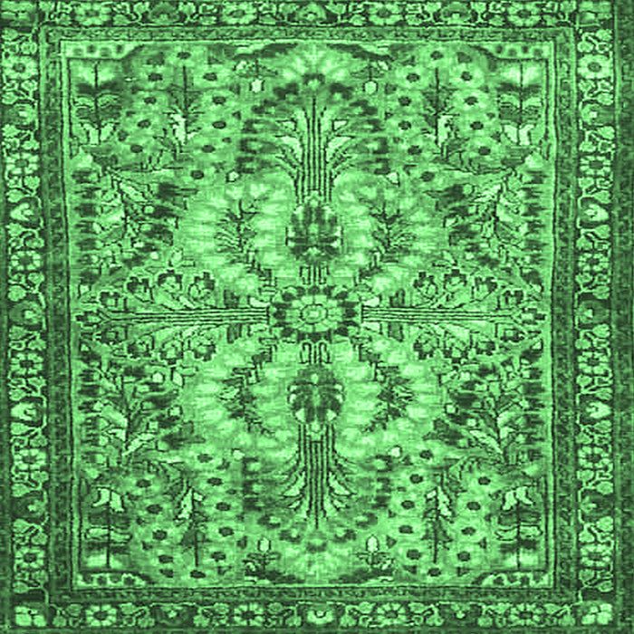 Square Persian Emerald Green Traditional Rug, tr4714emgrn