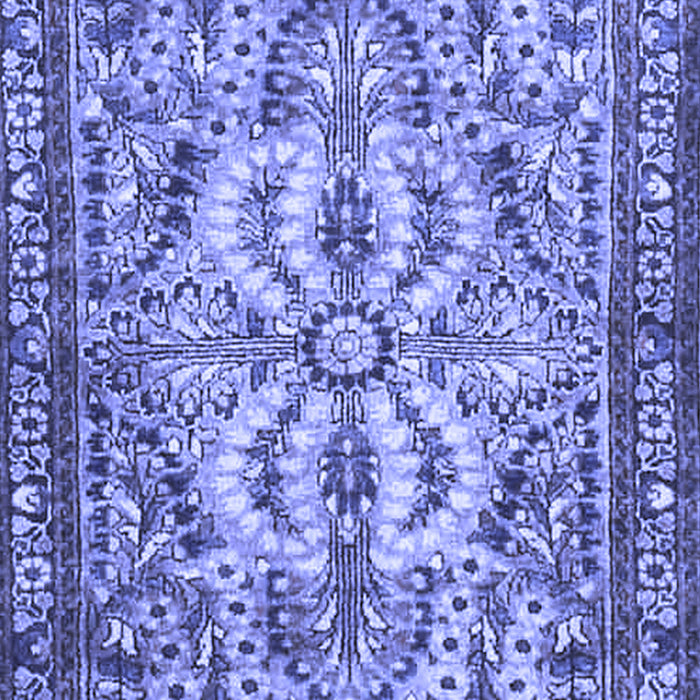 Machine Washable Persian Blue Traditional Rug, wshtr4714blu