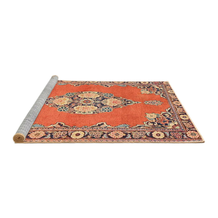 Sideview of Machine Washable Traditional Sand Brown Rug, wshtr4715