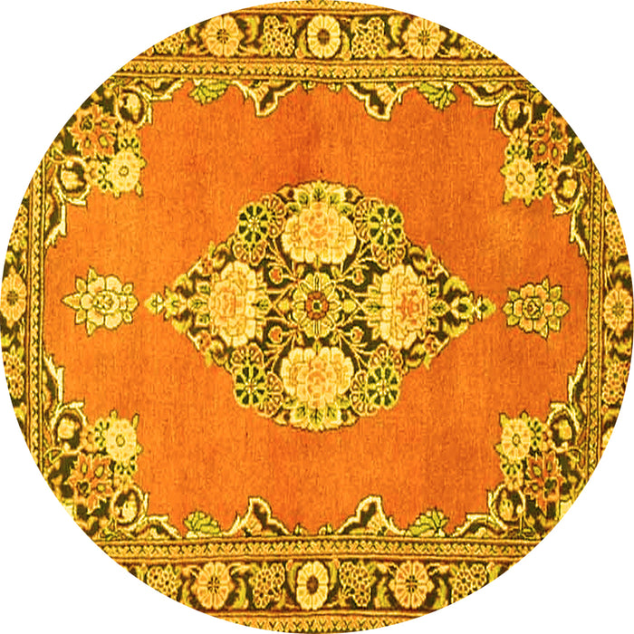 Round Persian Yellow Traditional Rug, tr4715yw