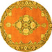 Round Persian Yellow Traditional Rug, tr4715yw