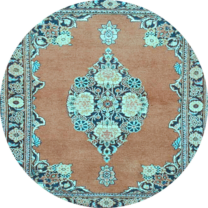 Round Persian Light Blue Traditional Rug, tr4715lblu