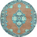 Round Persian Light Blue Traditional Rug, tr4715lblu