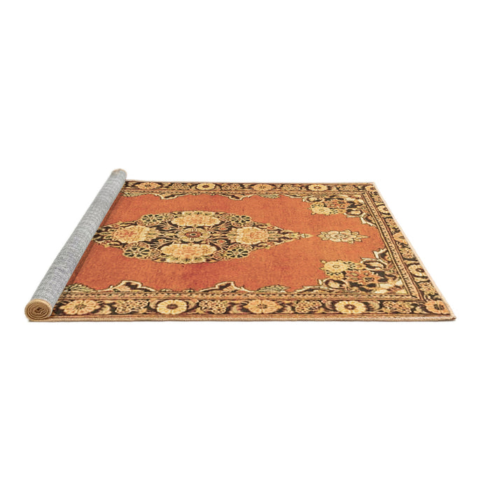 Sideview of Machine Washable Persian Brown Traditional Rug, wshtr4715brn