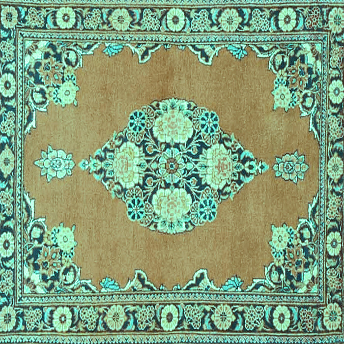 Square Machine Washable Persian Turquoise Traditional Area Rugs, wshtr4715turq