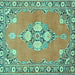 Square Machine Washable Persian Turquoise Traditional Area Rugs, wshtr4715turq