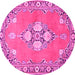 Round Persian Pink Traditional Rug, tr4715pnk