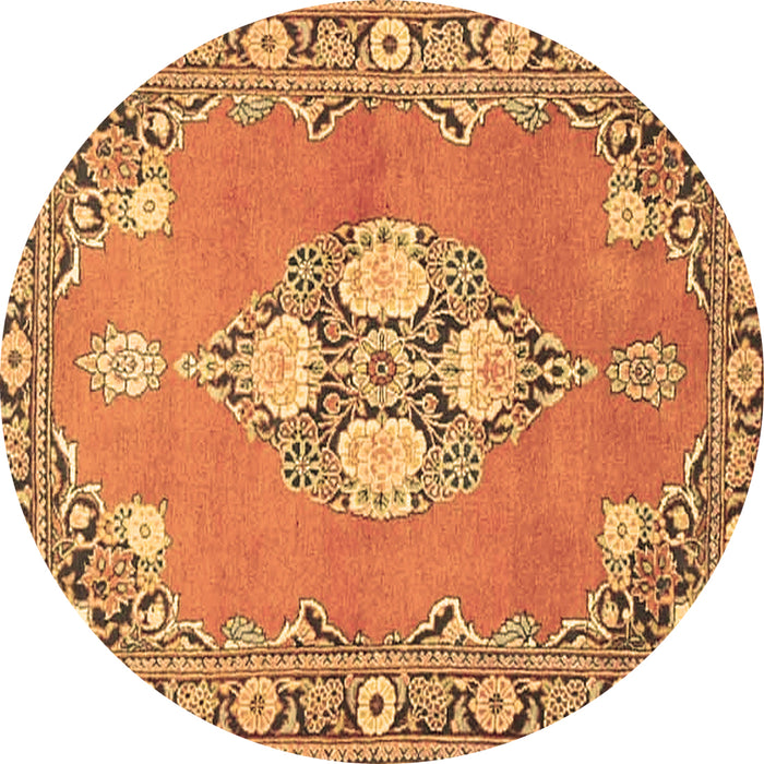 Round Persian Brown Traditional Rug, tr4715brn